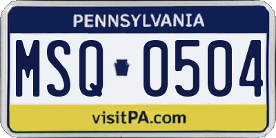 PA license plate MSQ0504
