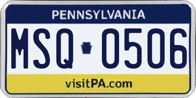 PA license plate MSQ0506