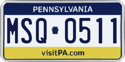 PA license plate MSQ0511