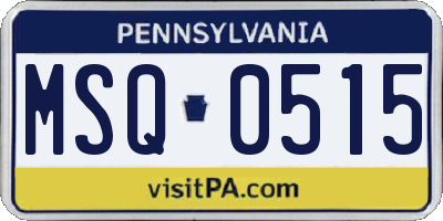PA license plate MSQ0515