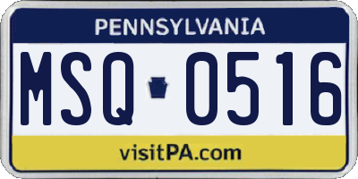PA license plate MSQ0516