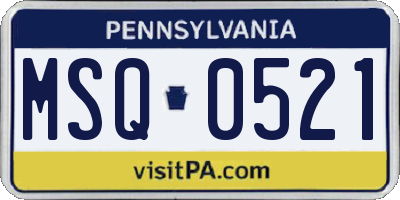 PA license plate MSQ0521