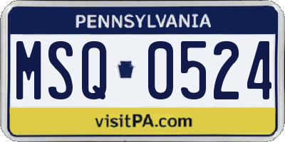 PA license plate MSQ0524