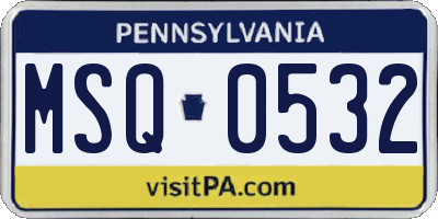 PA license plate MSQ0532