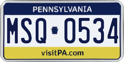 PA license plate MSQ0534