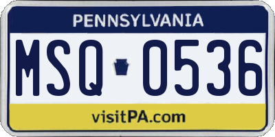 PA license plate MSQ0536