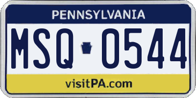 PA license plate MSQ0544