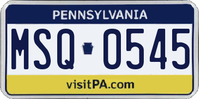 PA license plate MSQ0545