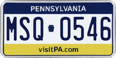 PA license plate MSQ0546