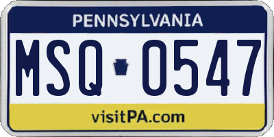 PA license plate MSQ0547