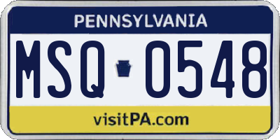 PA license plate MSQ0548