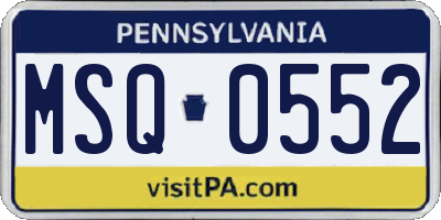 PA license plate MSQ0552