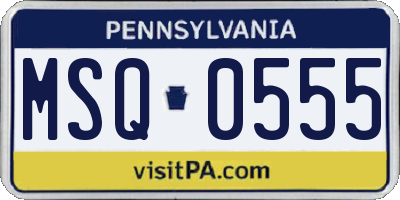 PA license plate MSQ0555
