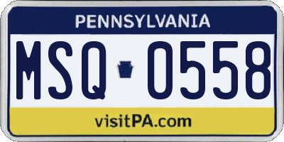 PA license plate MSQ0558