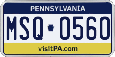 PA license plate MSQ0560