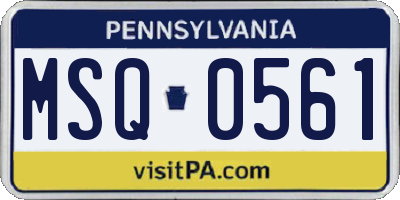 PA license plate MSQ0561