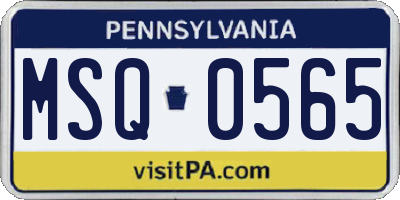 PA license plate MSQ0565