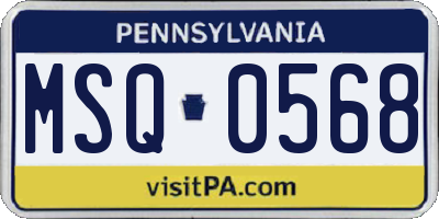PA license plate MSQ0568
