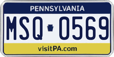 PA license plate MSQ0569