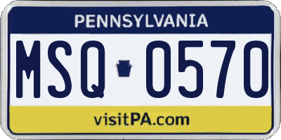 PA license plate MSQ0570