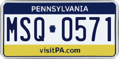 PA license plate MSQ0571