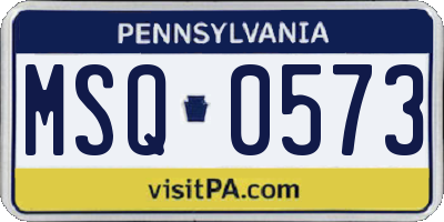 PA license plate MSQ0573