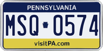 PA license plate MSQ0574