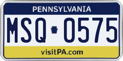 PA license plate MSQ0575