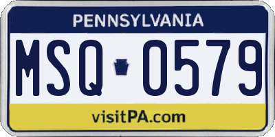 PA license plate MSQ0579
