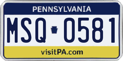 PA license plate MSQ0581