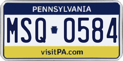 PA license plate MSQ0584