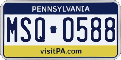 PA license plate MSQ0588