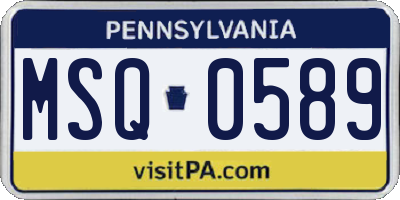 PA license plate MSQ0589