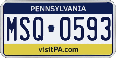 PA license plate MSQ0593