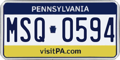 PA license plate MSQ0594