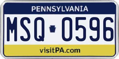 PA license plate MSQ0596