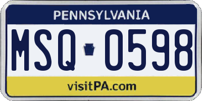PA license plate MSQ0598
