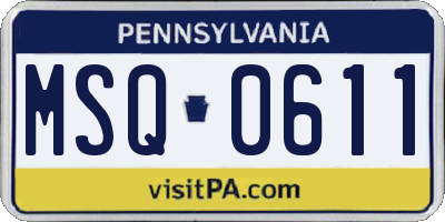 PA license plate MSQ0611