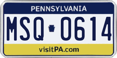 PA license plate MSQ0614