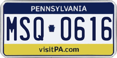 PA license plate MSQ0616
