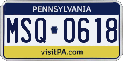 PA license plate MSQ0618
