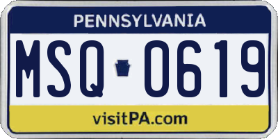 PA license plate MSQ0619