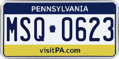 PA license plate MSQ0623