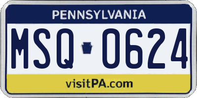PA license plate MSQ0624
