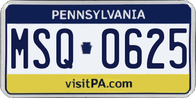 PA license plate MSQ0625