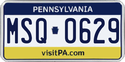 PA license plate MSQ0629