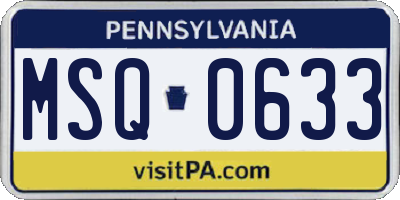 PA license plate MSQ0633