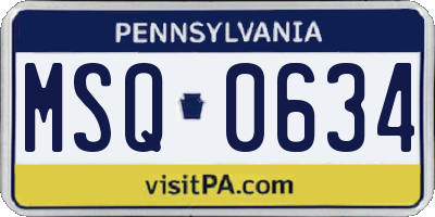 PA license plate MSQ0634