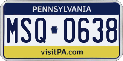 PA license plate MSQ0638