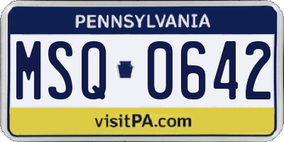 PA license plate MSQ0642